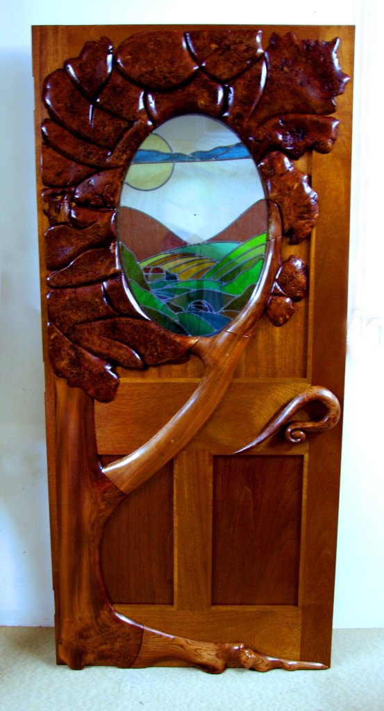 Burr elm and mahogany door