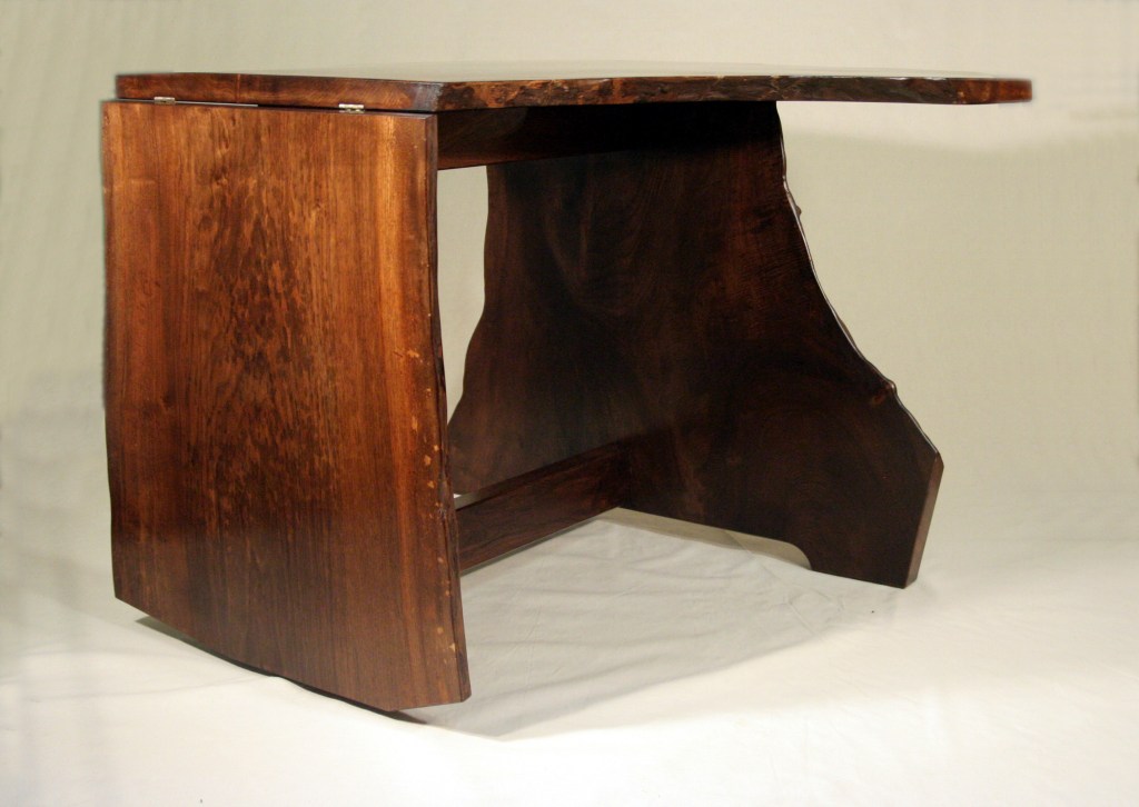 Walnut table leaf down